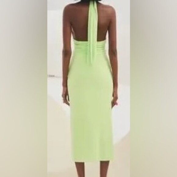 NWT Zara halter ruched midi dress Sz S - Picture 3 of 15